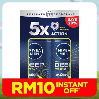 NIVEA FOR MEN DEEP Deodorant Roll On Extreme 2x50ml