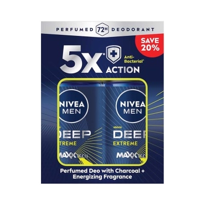 NIVEA FOR MEN - DEEP Deodorant Roll On Extreme 2x50ml