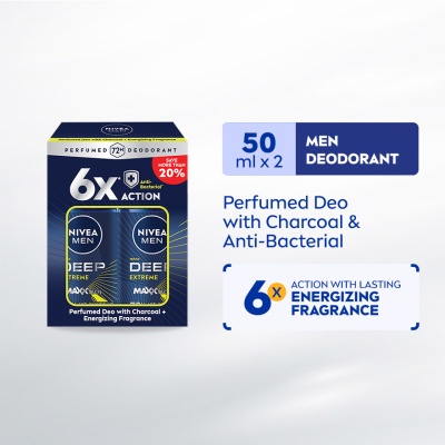 NIVEA FOR MEN DEEP Deodorant Roll On Extreme 2x50ml image