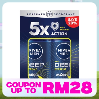 NIVEA FOR MEN DEEP Deodorant Roll On Extreme 2x50ml