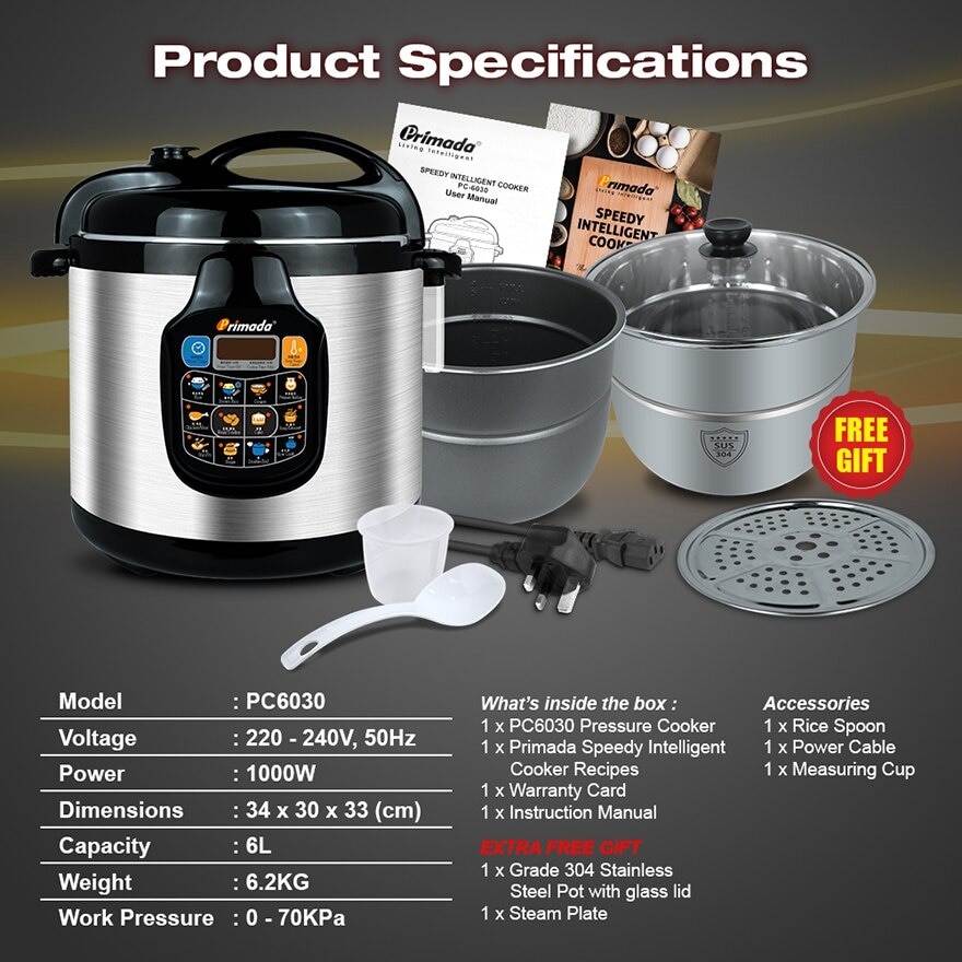 Pressure Cooker 6 Liter Dual Pot PC6030