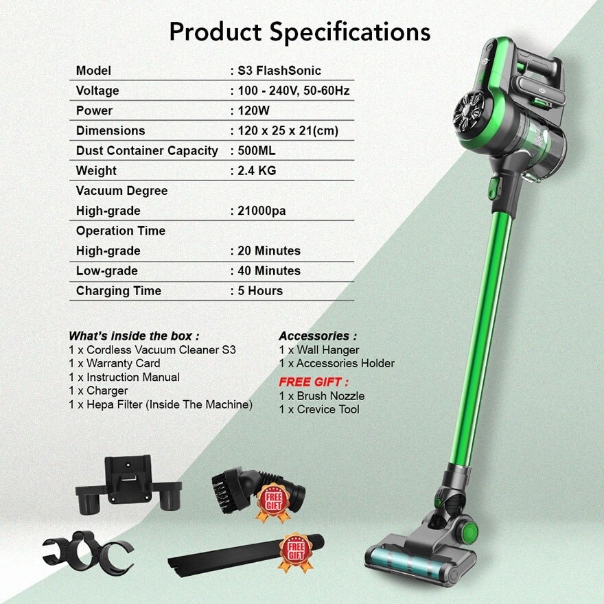 Cordless Vacuum Cleaner Flash Sonic S3