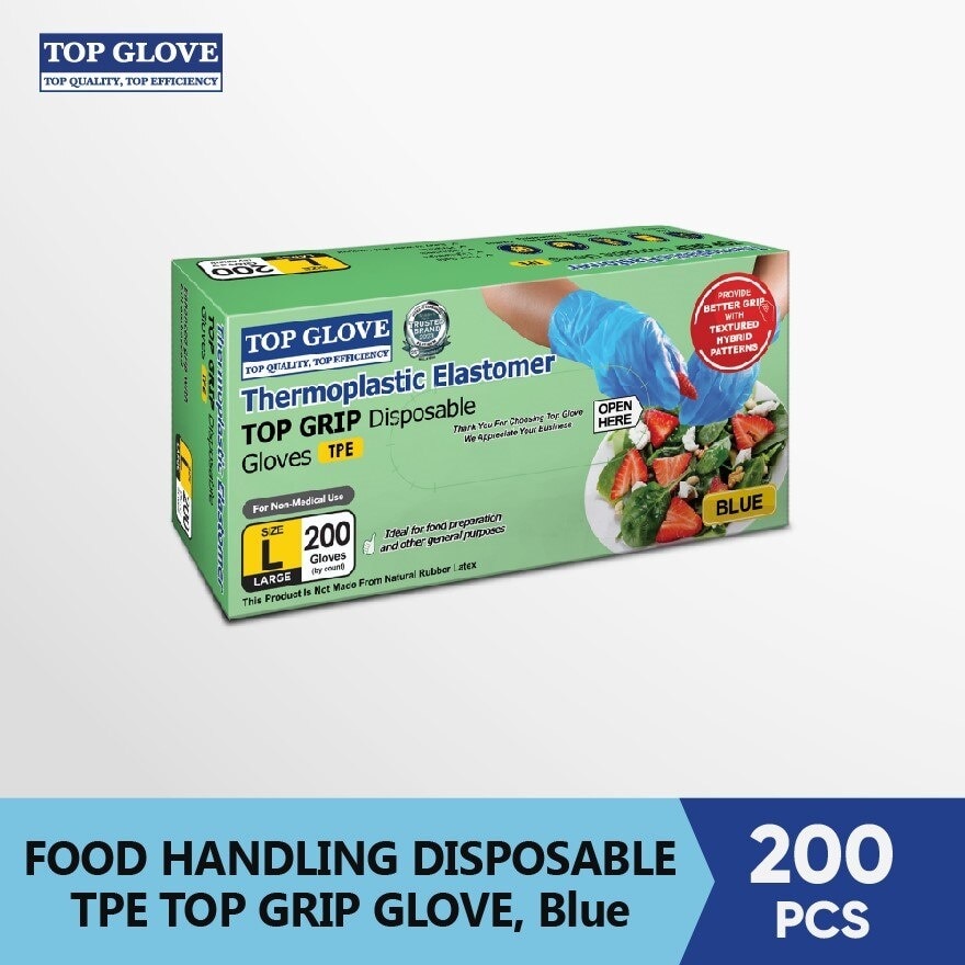 Food Handling TPE Disposable Gloves, Blue, L  200's