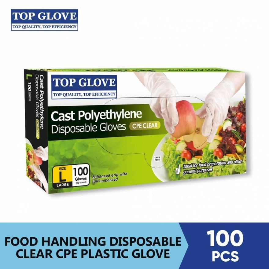 Food Handling CPE Disposable Glove, Clear L 100's