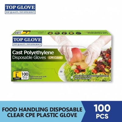 TOP GLOVE Food Handling CPE Disposable Glove, Clear L 100's