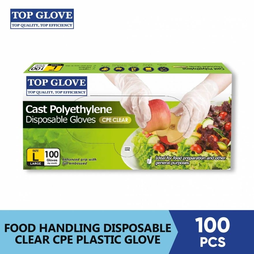 Food Handling CPE Disposable Glove, Clear L 100's