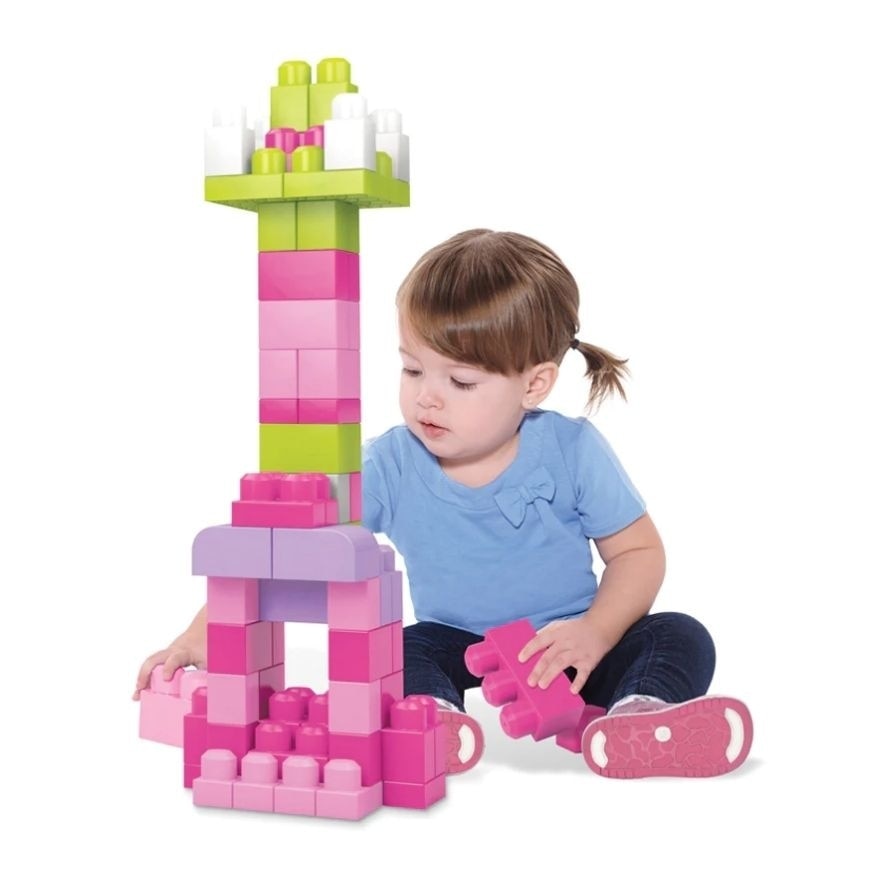 First Builders 60 Pcs Big Building Bag Pink 1S