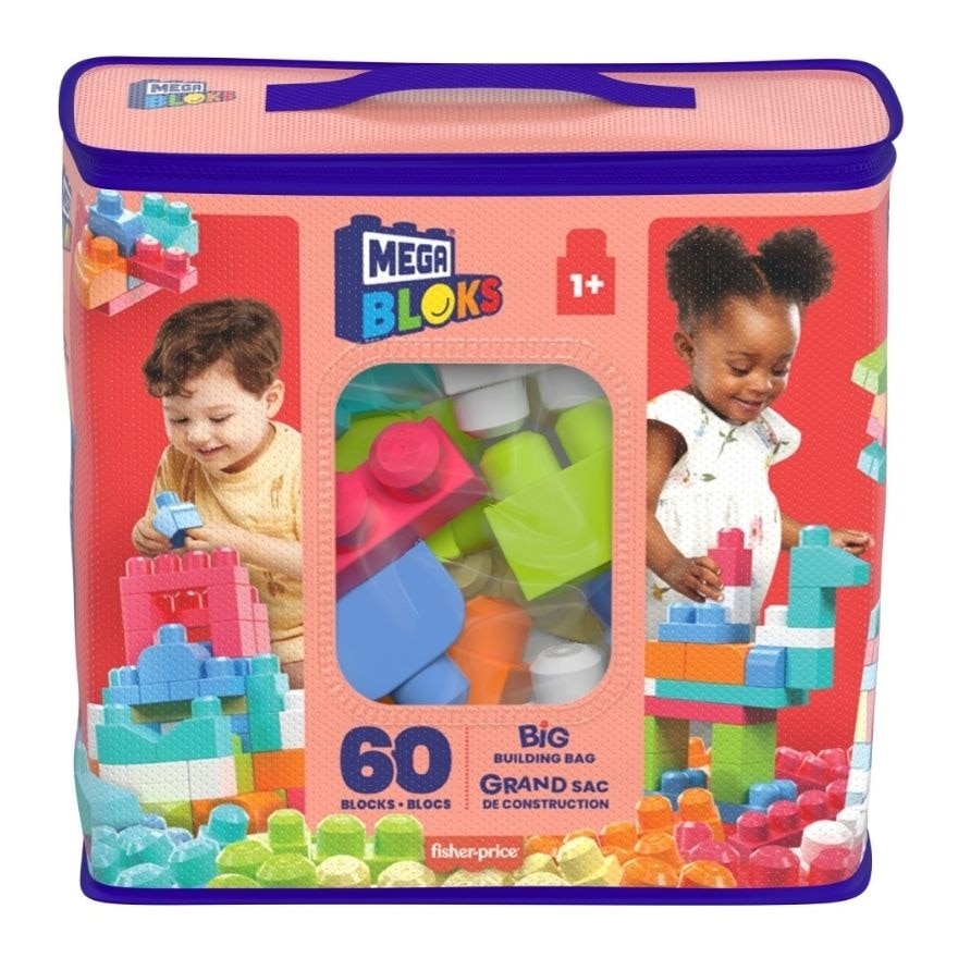 First Builders™ 60 Pcs Big Building Bag Pink 1S