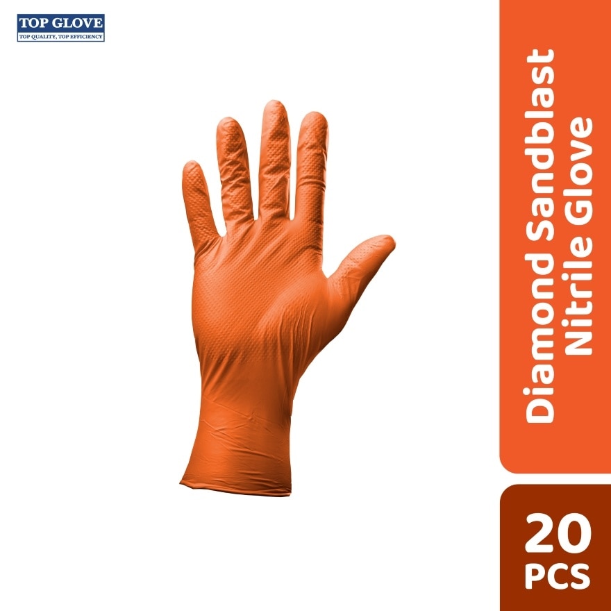 Diamond Sandblast Textured Nitrile Powder Free Gloves, M, 20 Pcs