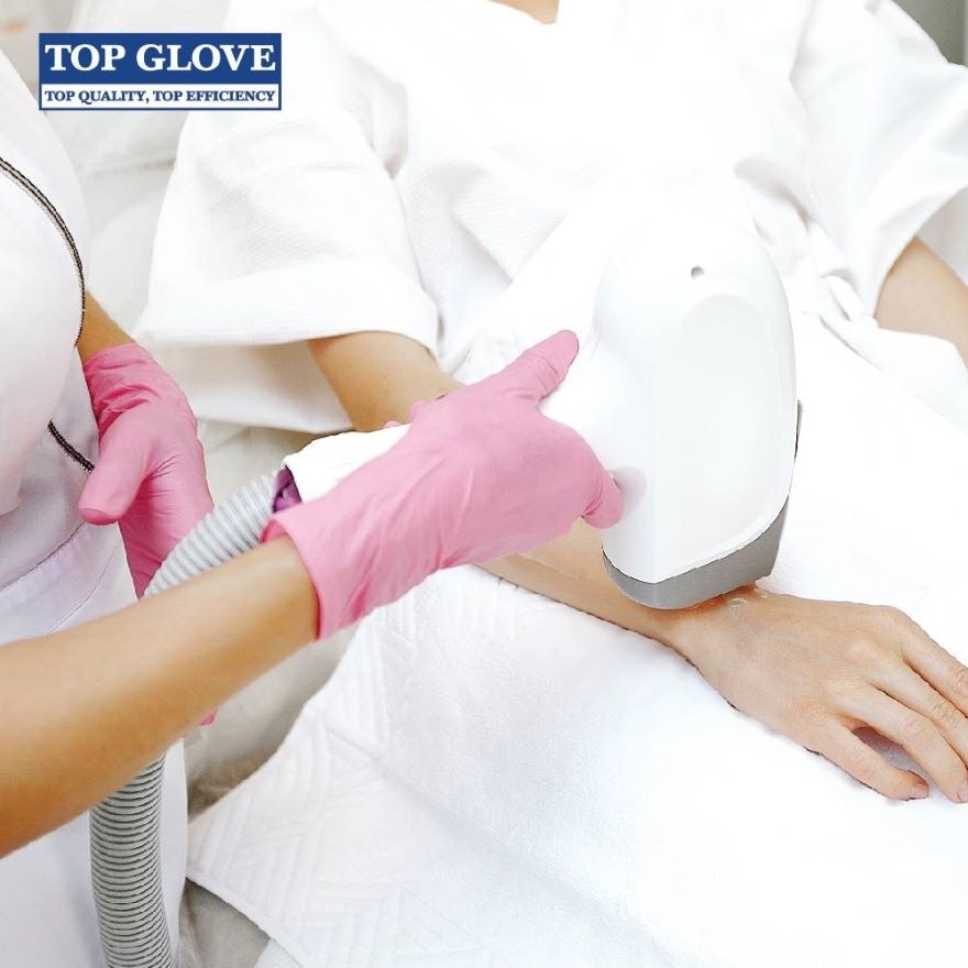 Nitrile Examination Powder Free Gloves, Pink XL 100's