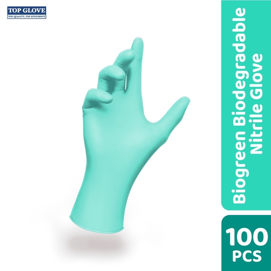 BioGreen® Biodegradable Nitrile Disposable Powder Free Gloves, M 100's