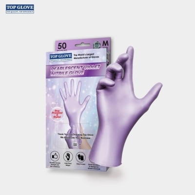 TOP GLOVE Nitrile Disposable Powder Free Glove, Pearlescent Violet, M 50's