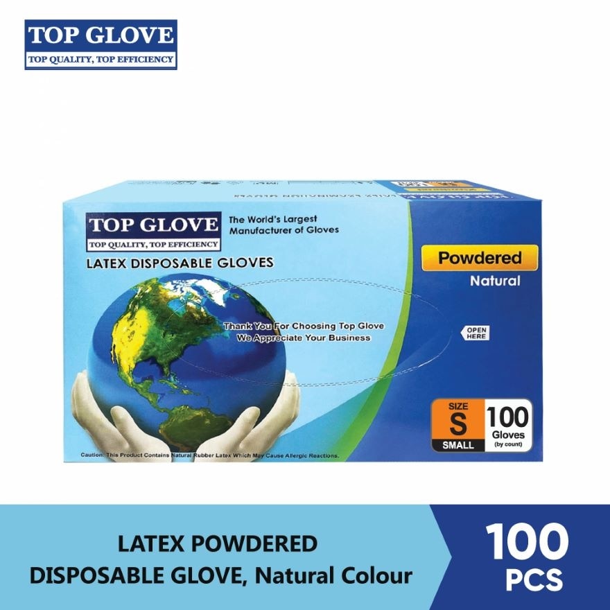 Latex Disposable Powdered Gloves, Natural S 100's