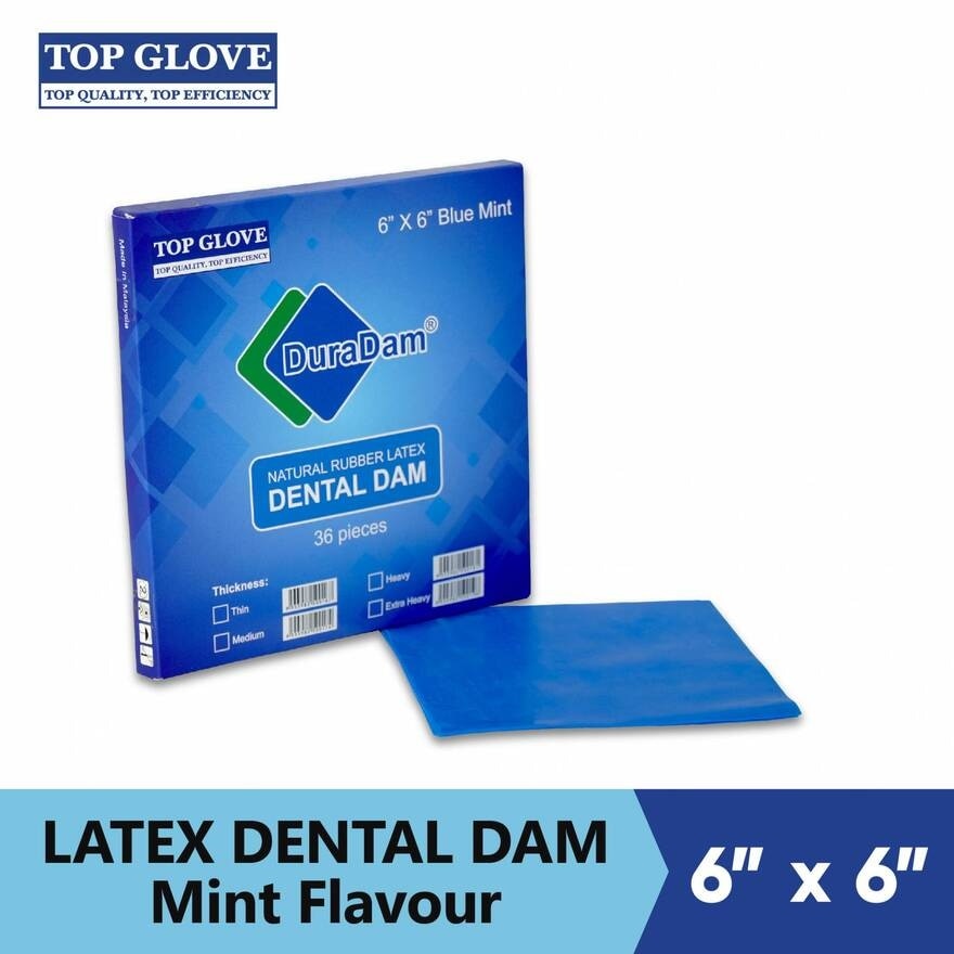 Latex Dental Dam, Mint Flavor, Blue, 36Pcs