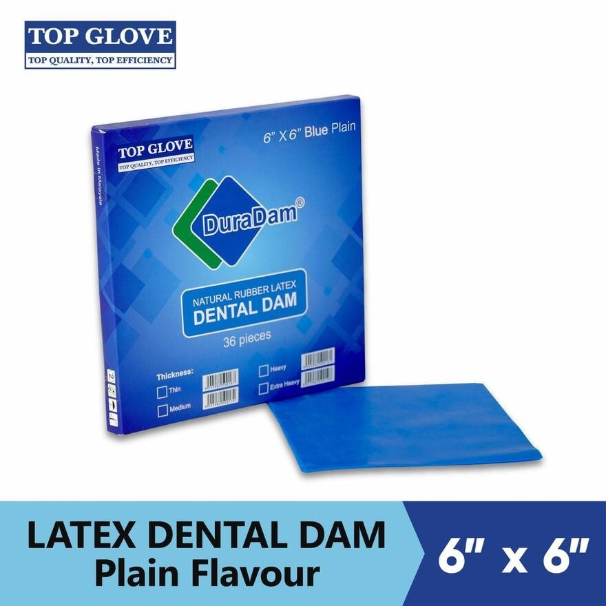 Latex Dental Dam, Plain, Blue, 36Pcs