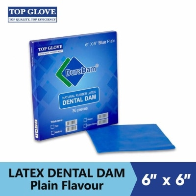 DURADAM Latex Dental Dam, Plain, Blue, 36Pcs