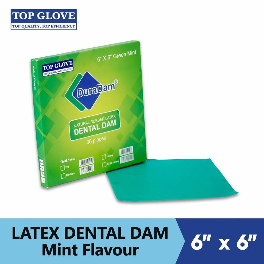 Latex Dental Dam, Mint Flavor, Green, 36Pcs