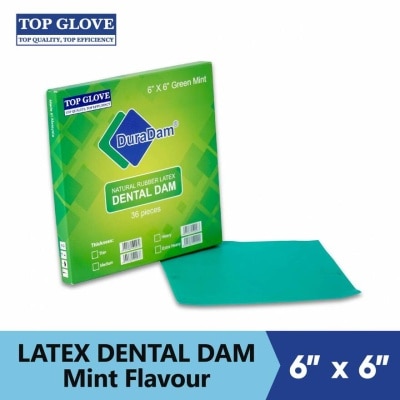 DURADAM Latex Dental Dam, Mint Flavor, Green, 36Pcs