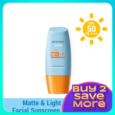 MISTINE Aqua Base Ultra Protection Matte & Light Facial Sunscreen Pro SPF50 PA ++++ 40ml