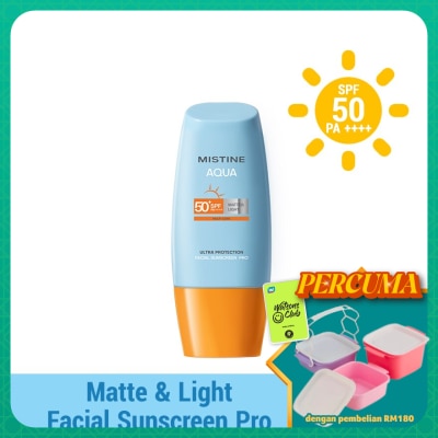 MISTINE - Aqua Base Ultra Protection Matte & Light Facial Sunscreen Pro SPF50 PA ++++ 40ml