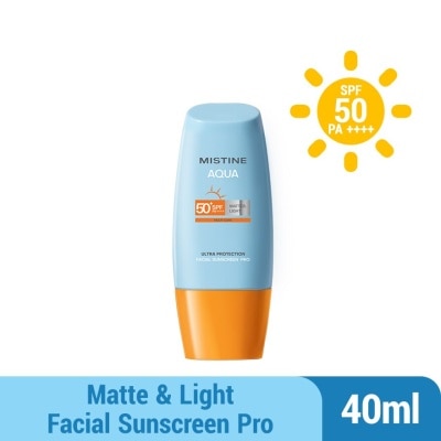 MISTINE Aqua Base Ultra Protection Matte & Light Facial Sunscreen Pro SPF50 PA ++++ 40ml