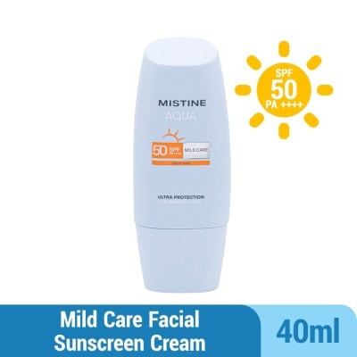 MISTINE Aqua Base Ultra Protection Mild Care Facial Sunscreen Cream SPF50 PA++++ 40ml