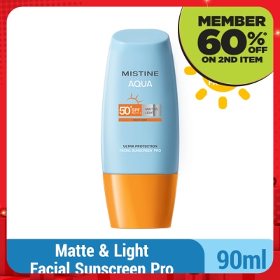 MISTINE Aqua Base Ultra Protection Matte & Light Facial Sunscreen Pro SPF50 PA ++++ 90ml