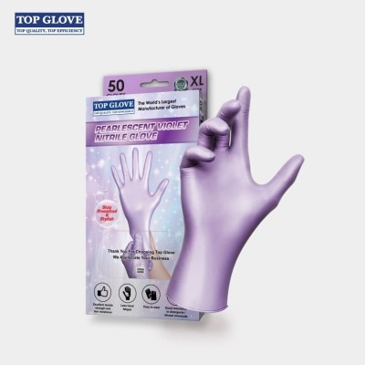 TOP GLOVE Nitrile Disposable Powder Free Glove, Pearlescent Violet, XL 50's