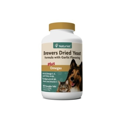 NATURVET Brewers Dried Yeast Formula With Garlic Flavoring Chewable Tablets 500s