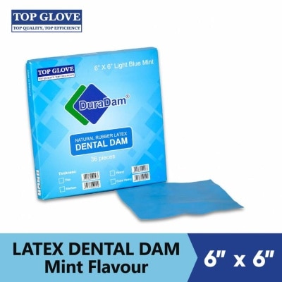 DURADAM Latex Dental Dam, Mint Flavor, Light Blue, 36Pcs