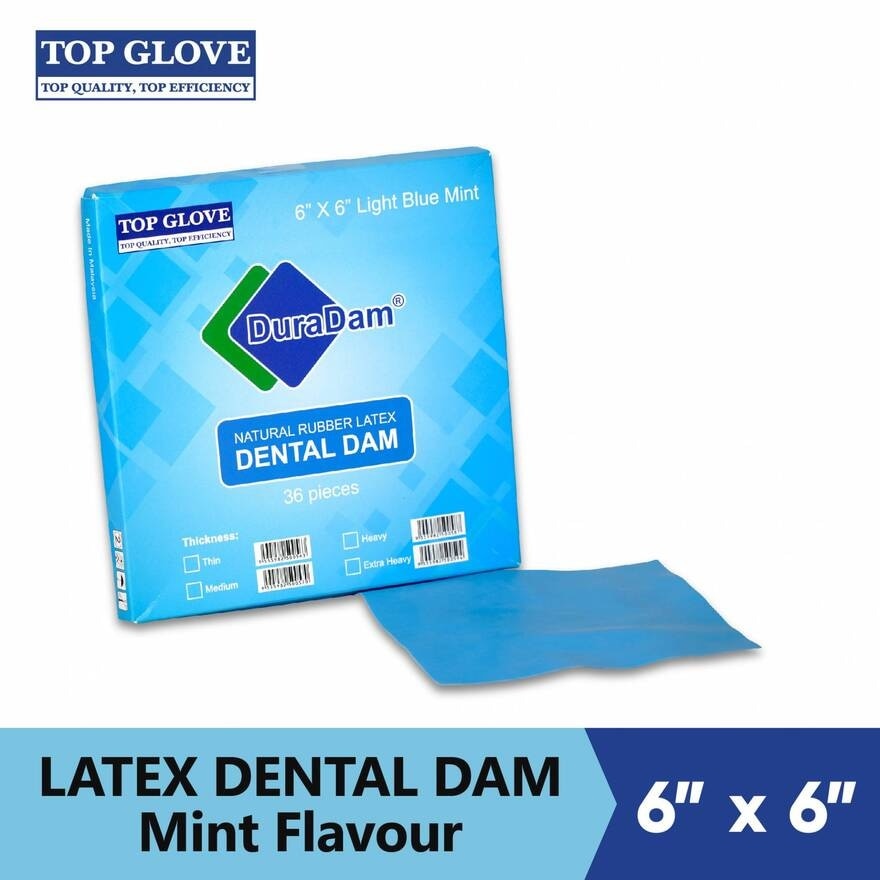 Latex Dental Dam, Mint Flavor, Light Blue, 36Pcs