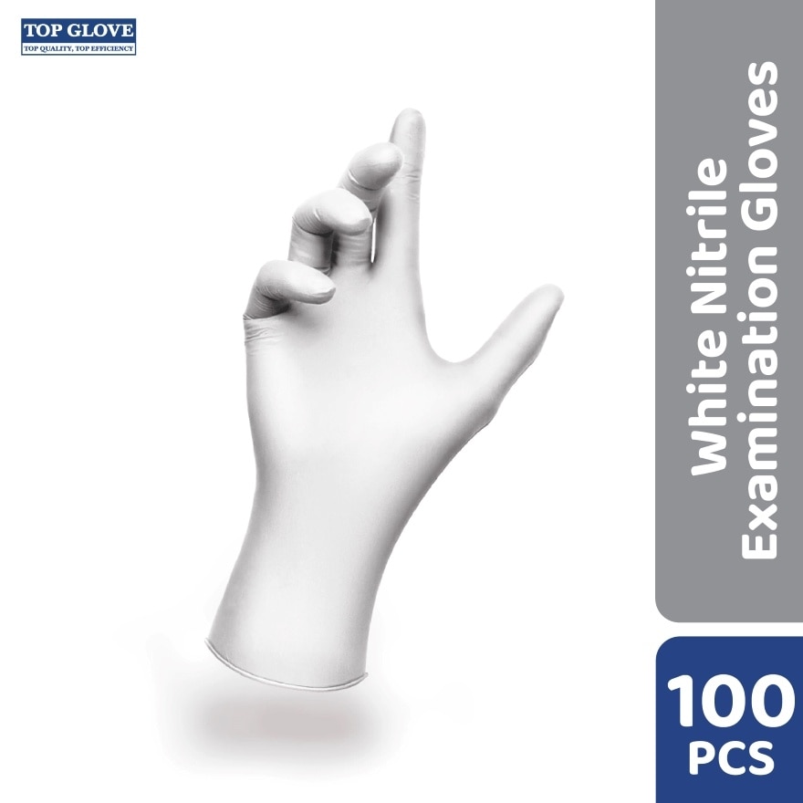 Nitrile Examination Powder Free Gloves, White L 100's