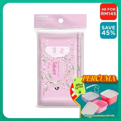WATSONS - (Bulk) Invigorating Wet Wipes Sakura 10SX3X48