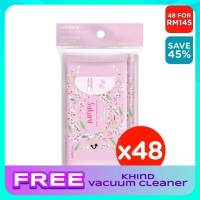 WATSONS (Bulk) Invigorating Wet Wipes Sakura 10SX3X48
