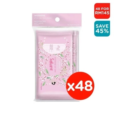 WATSONS (Bulk) Invigorating Wet Wipes Sakura 10SX3X48