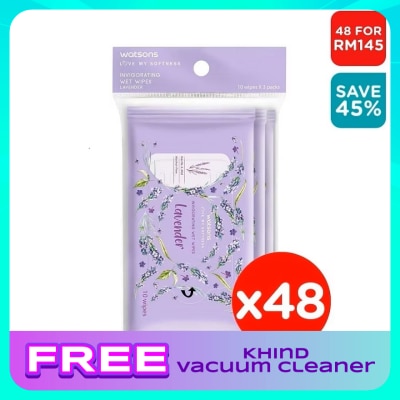 WATSONS (Bulk) Invigorating Wet Wipes Lavender 10SX3X48