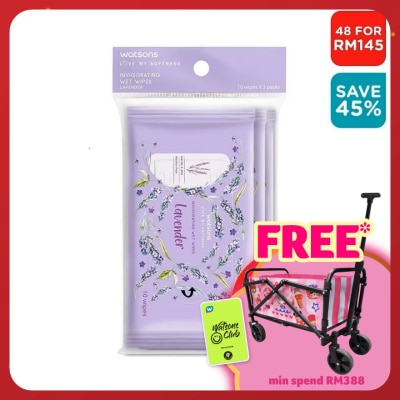 WATSONS (Bulk) Invigorating Wet Wipes Lavender 10SX3X48