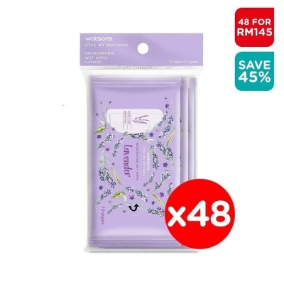 WATSONS (Bulk) Invigorating Wet Wipes Lavender 10SX3X48