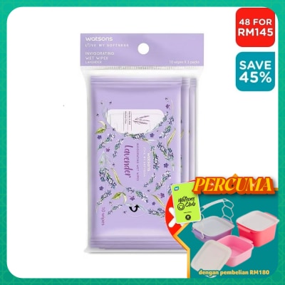 WATSONS - (Bulk) Invigorating Wet Wipes Lavender 10SX3X48