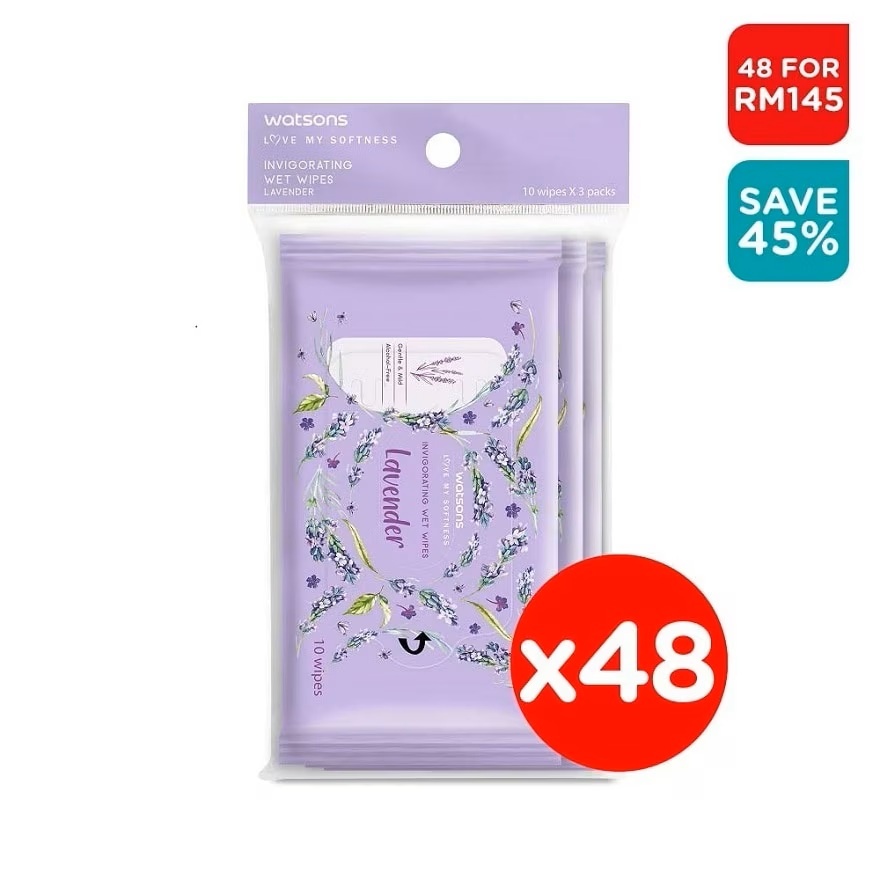 (Bulk) Invigorating Wet Wipes Lavender 10SX3X48