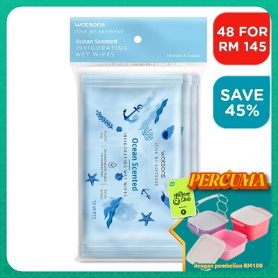WATSONS - (Bulk) Invigorating Wet Wipes Ocean 10SX3X48