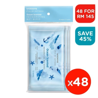 WATSONS - (Bulk) Invigorating Wet Wipes Ocean 10SX3X48 image
