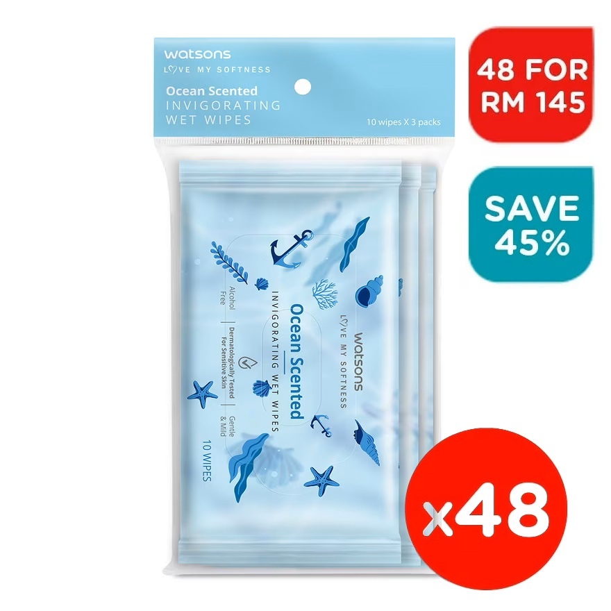 (Bulk) Invigorating Wet Wipes Ocean 10SX3X48 image