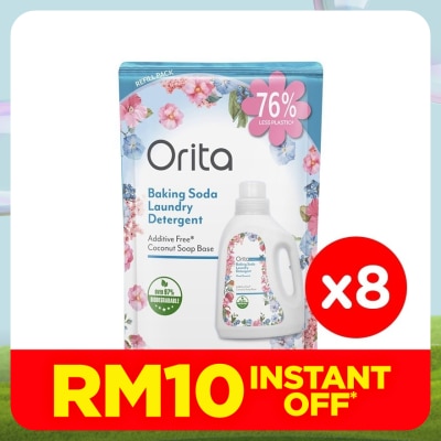 ORITA Baking Soda Laundry Detergent Refill Pack 1200Gx8
