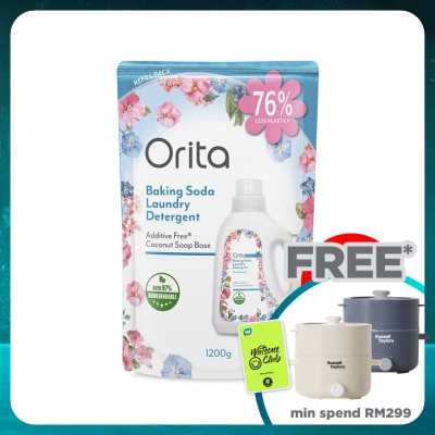 ORITA Baking Soda Laundry Detergent Refill Pack 1200Gx8