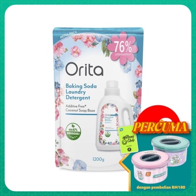 ORITA Baking Soda Laundry Detergent Refill Pack 1200Gx8