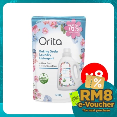 ORITA Baking Soda Laundry Detergent Refill Pack 1200Gx8