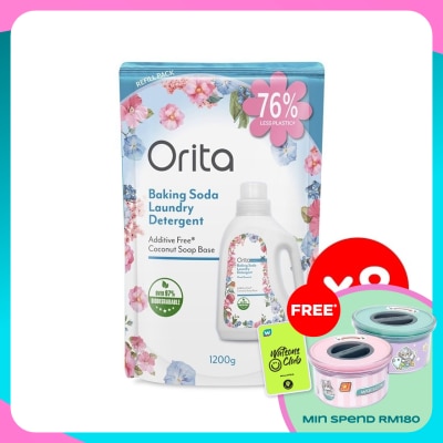 ORITA Baking Soda Laundry Detergent Refill Pack 1200Gx8