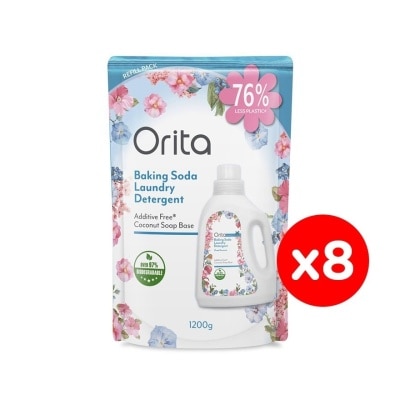 ORITA Baking Soda Laundry Detergent Refill Pack 1200Gx8