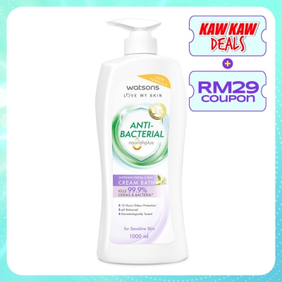 WATSONS Freesia & Pear Softening Antibacterial Cream Bath 1000ML